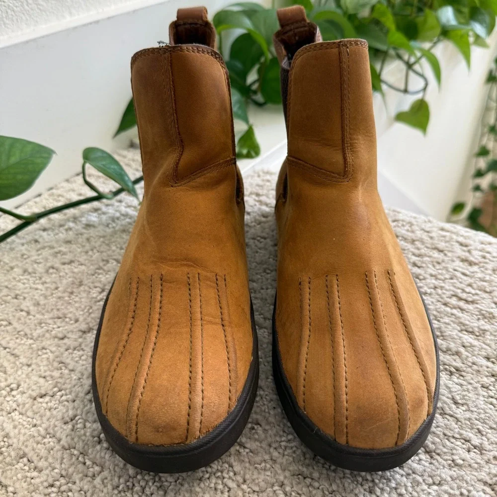 BARBOUR Tan NUBUCK Leather Chelsea Duck Boots Women 8‎ PULL ON LUXURY